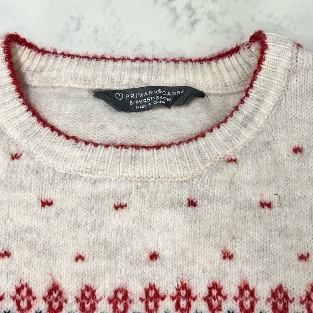 Primark Men's Festive Red and White Crewneck Sweater - Picture 3 of 8